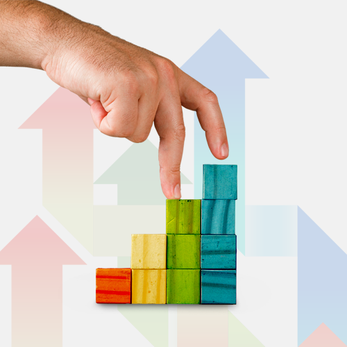 Uma imagem que mostra dedos subindo uma espécie de escada para mostrar a importância das métricas.